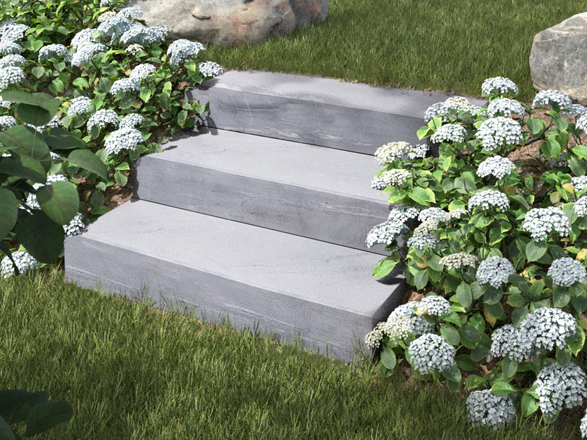 Gradini a blocco in pietra calcarea del Lago con giardino