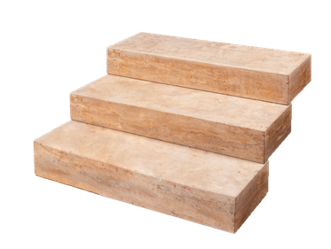 Gradini a blocco in travertino Gold a vista