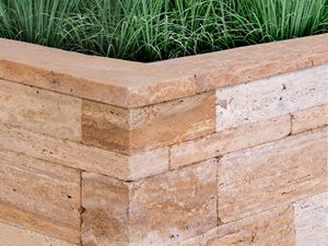 Mattoni di pietra in travertino Gold con erba