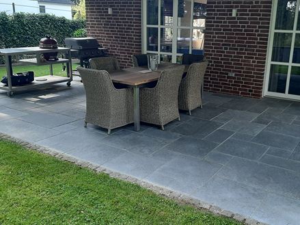 Lastre di calcare_patio_Java_Terrazzo_tetto_azzurro