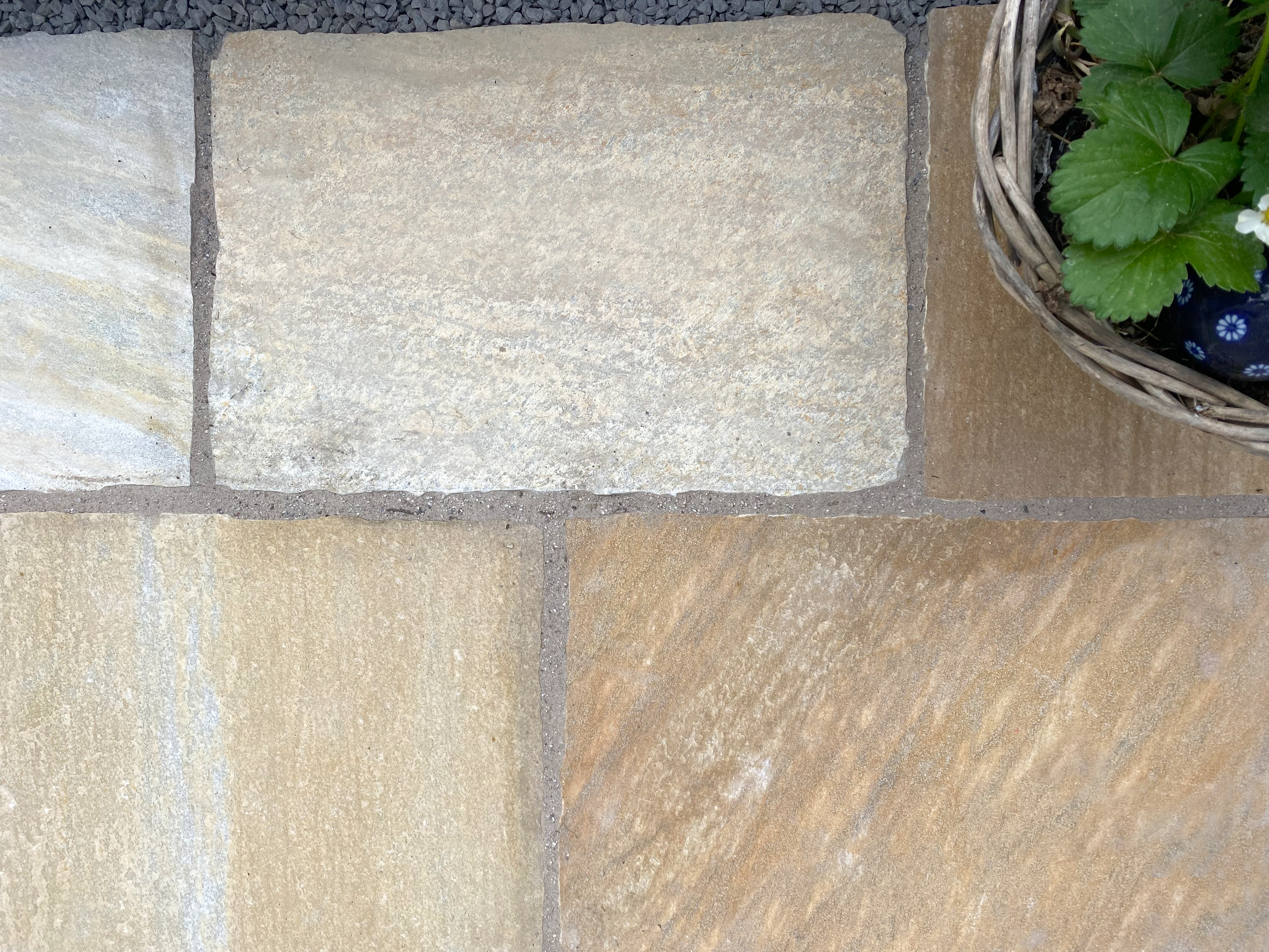 Bellissime tonalità di giallo, sabbia e grigio Lastra per patio in quarzite-Flowers4