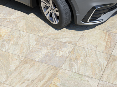 Lastre di quarzite Bern con dettaglio di 3 cm e taglio auto.