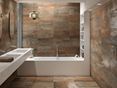 Bagno con piastrelle effetto cemento Iron Copper con effetto metallo
