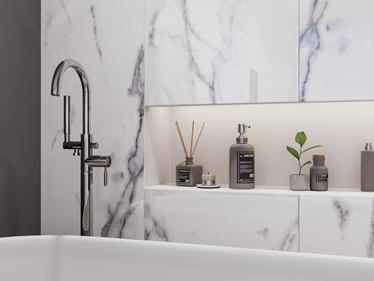 PerlaBiancaintBrillanteBagno bianco Primo piano Grande