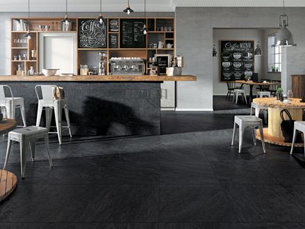 Area bar con Piastrelle in gres porcellanato effetto ardesia New Moon