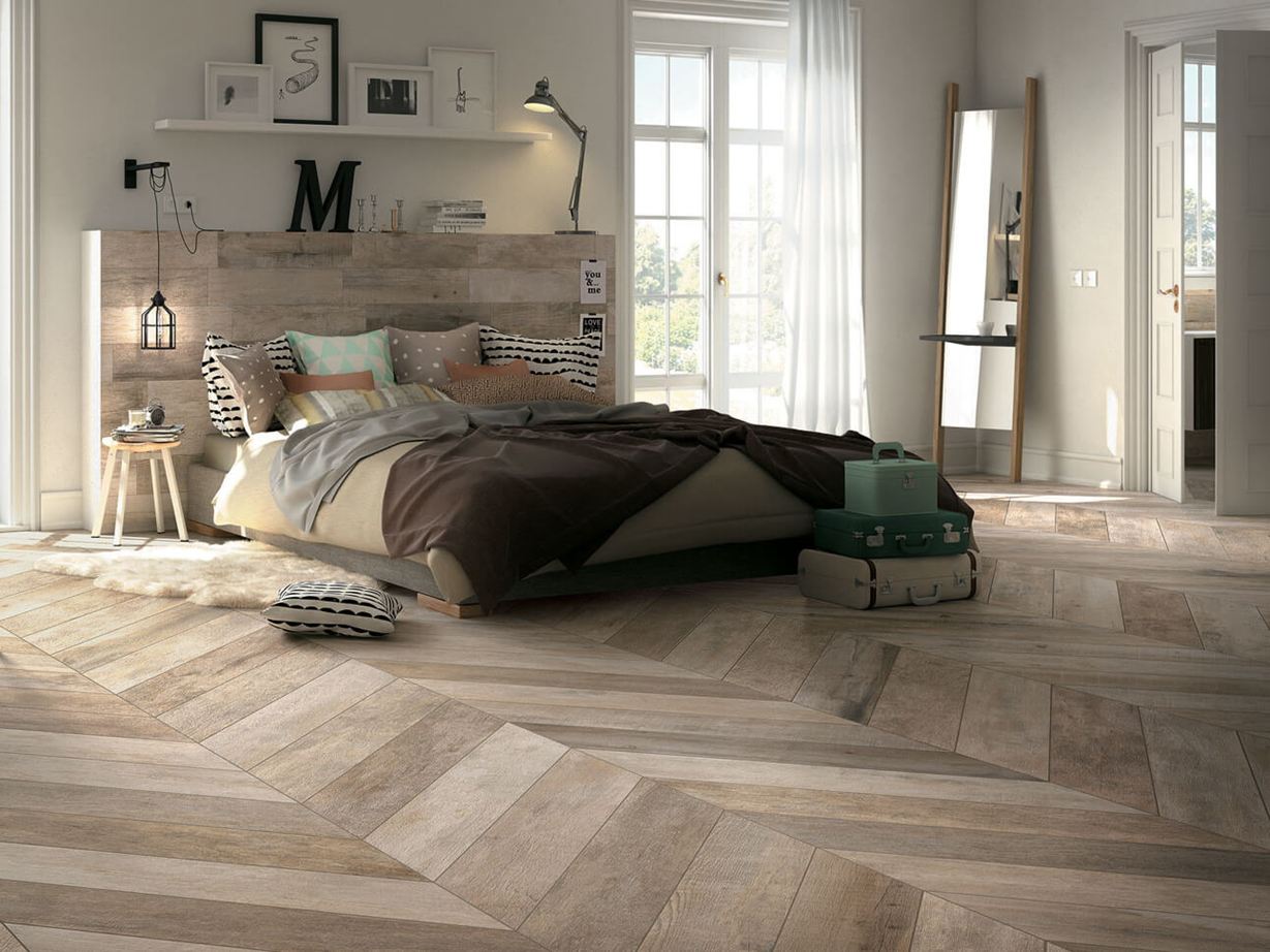Camera da letto con piastrelle in gres porcellanato Indie Sky