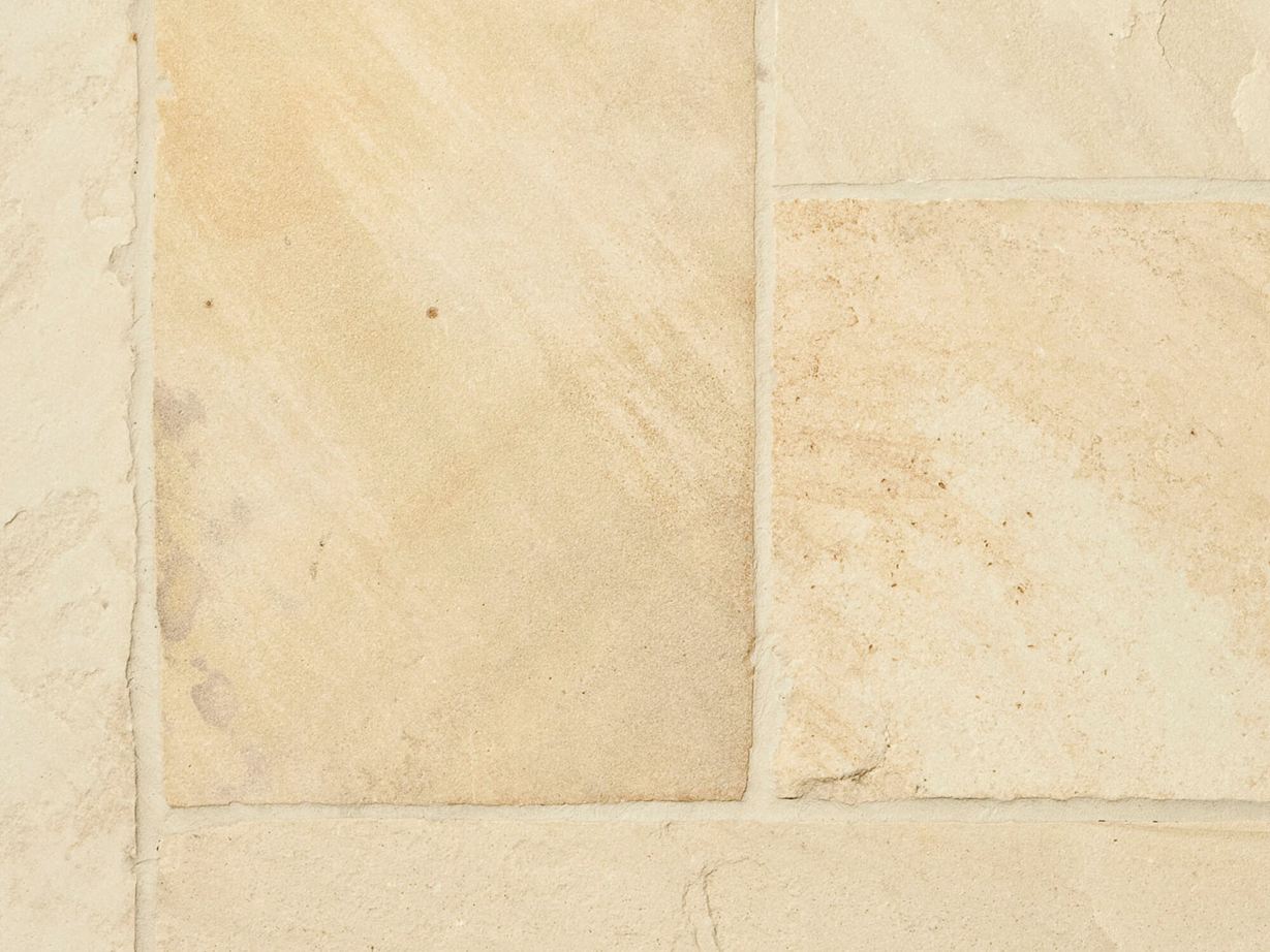 Primo piano delle lastre di arenaria Yellow Mint dall'alto