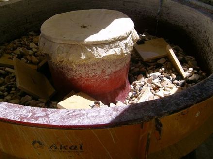 Produzione di travertino burattato