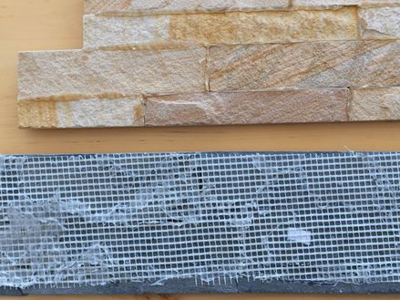 Retro e fronte di un modulo di rivestimento in travertino